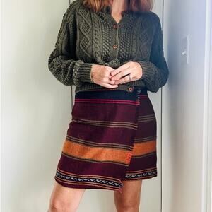 Vintage Wool Wrap Skirt Blanket Designer Size 10 P Western Wear Boho